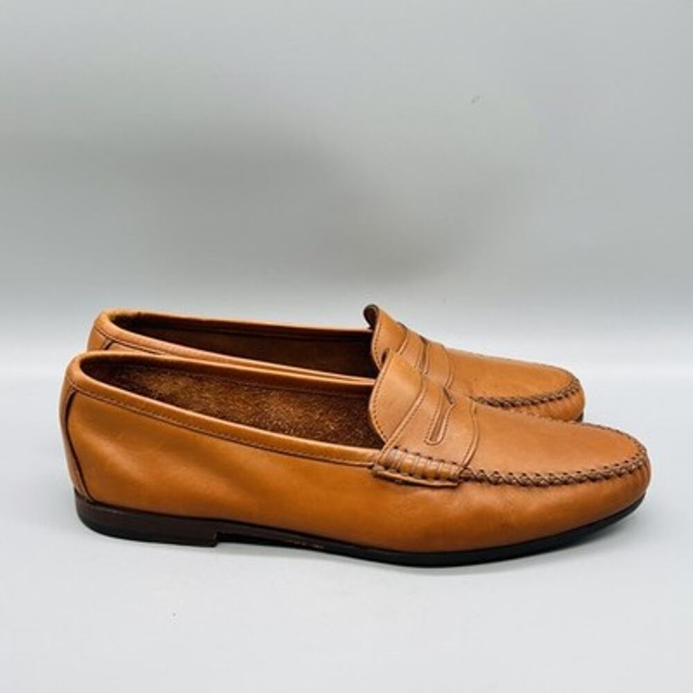 Salvatore Ferragamo Shoes Mens 9.5 Brown Leather Penny Loafer Flats Slip On
